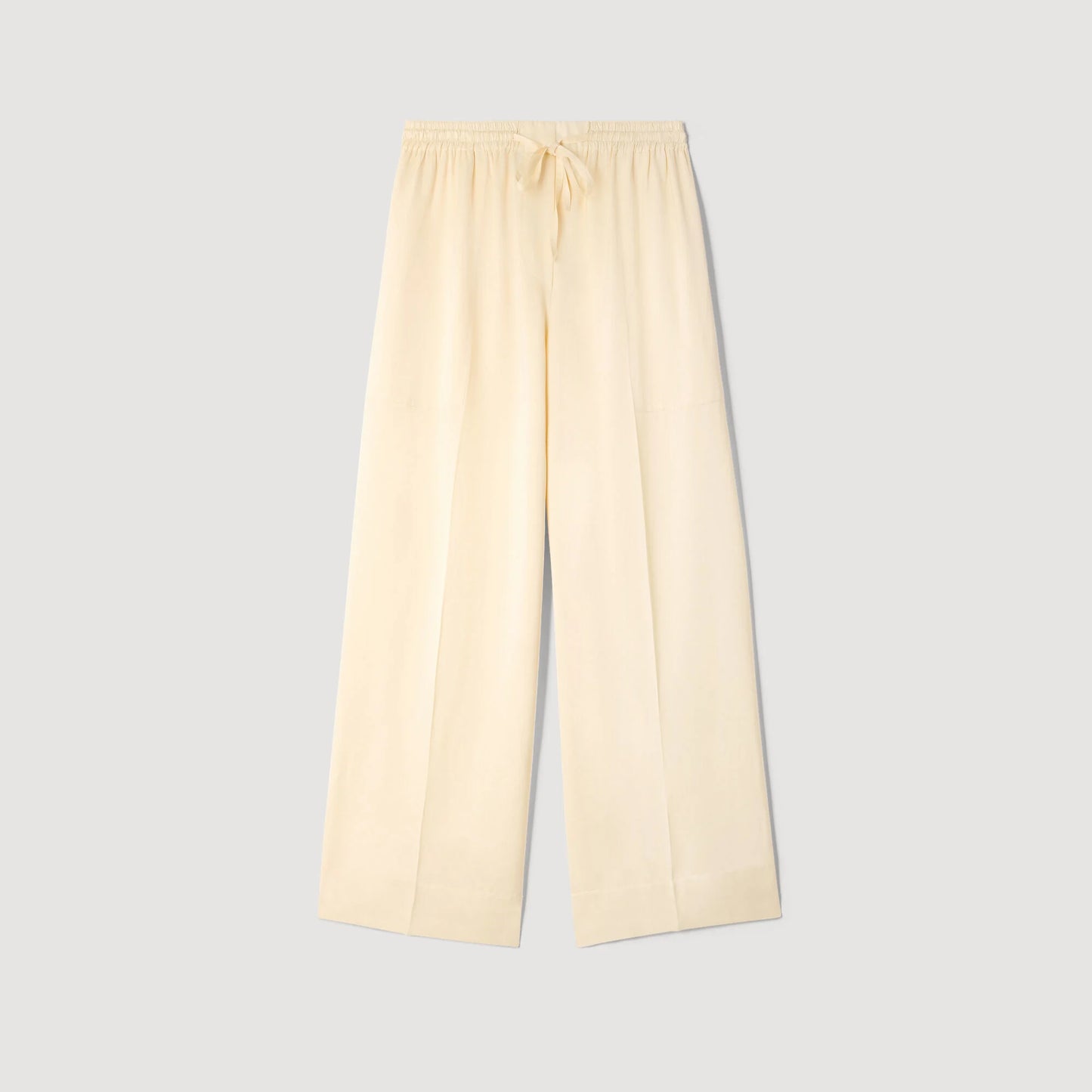Talia Satin Wide-Leg Trousers Light Yellow