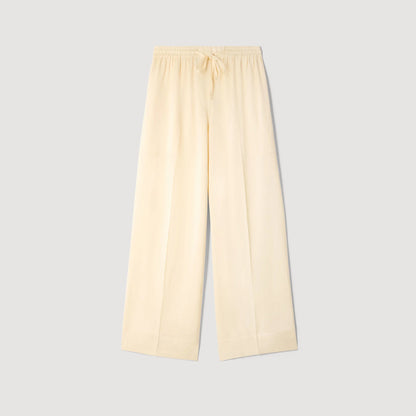 Talia Satin Wide-Leg Trousers Light Yellow
