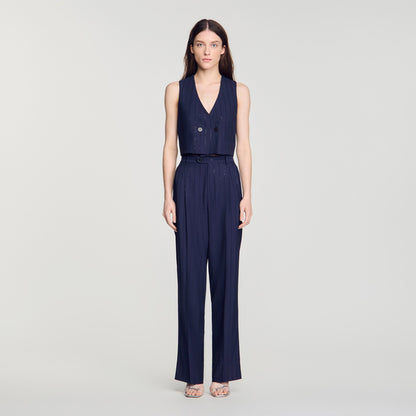 Mabillon Striped sequin trousers Dark Navy
