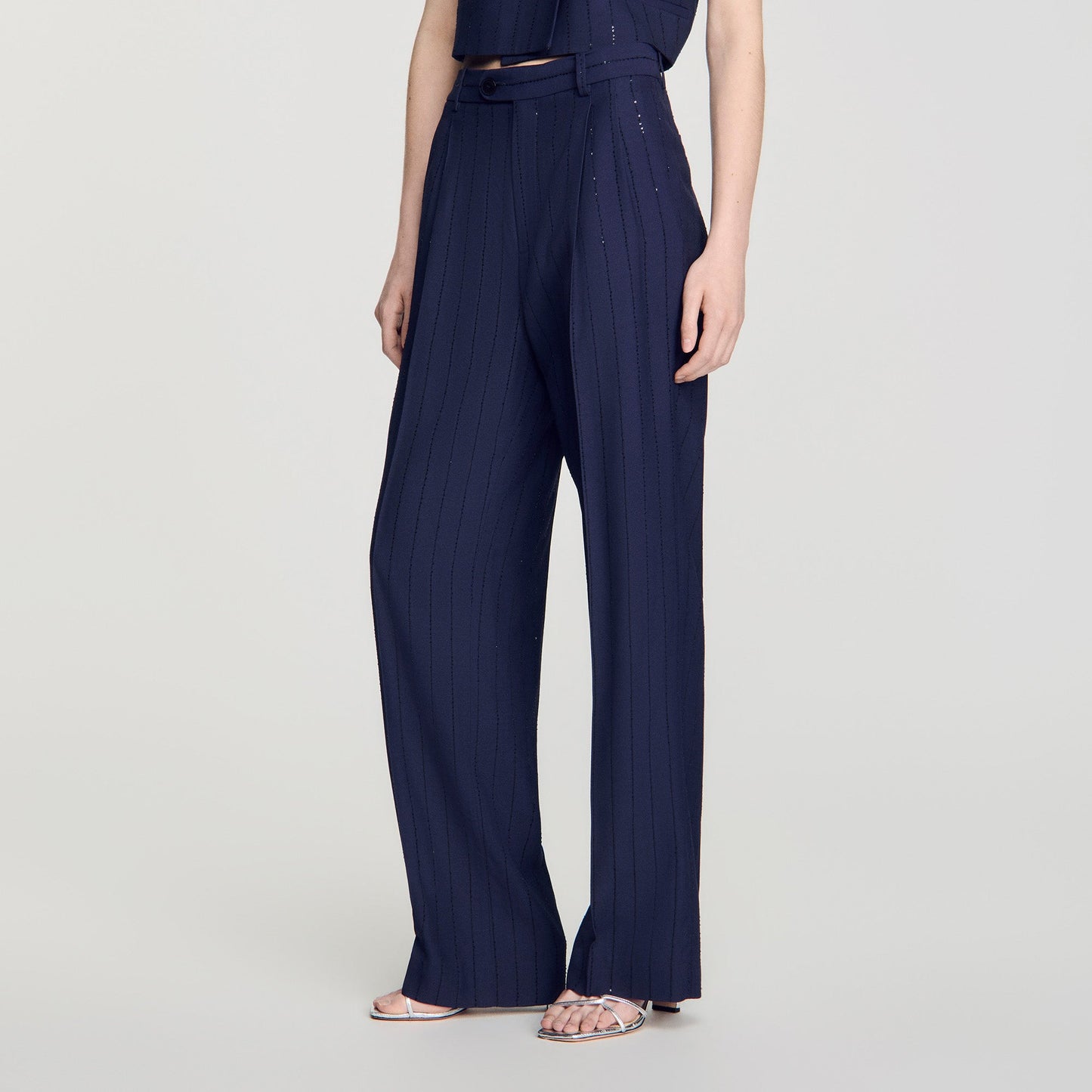 Mabillon Striped sequin trousers Dark Navy