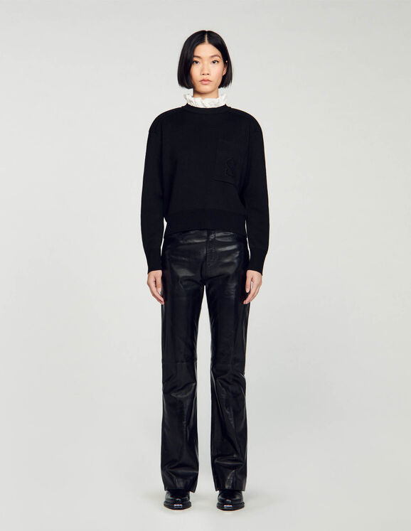 Knitted Jumper With High Neck Black