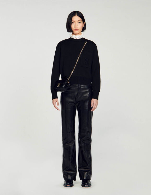 Knitted Jumper With High Neck Black