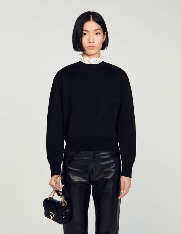 Knitted Jumper With High Neck Black