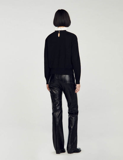 Knitted Jumper With High Neck Black