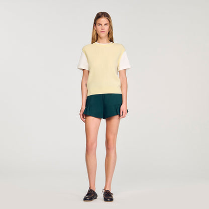 Dual Material Knit Jumper Light Yellow