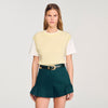 Dual Material Knit Jumper Light Yellow