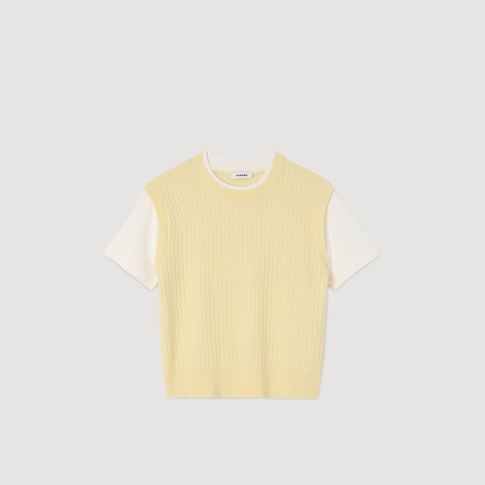 Dual Material Knit Jumper Light Yellow