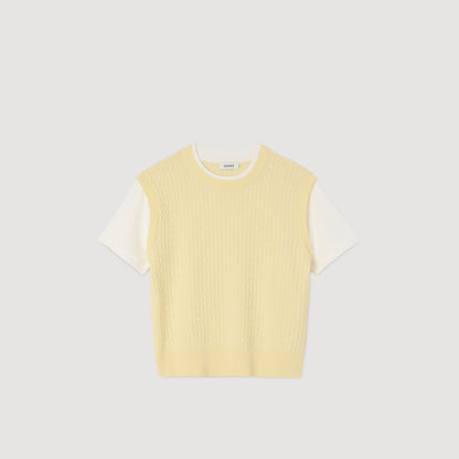 Dual Material Knit Jumper Light Yellow