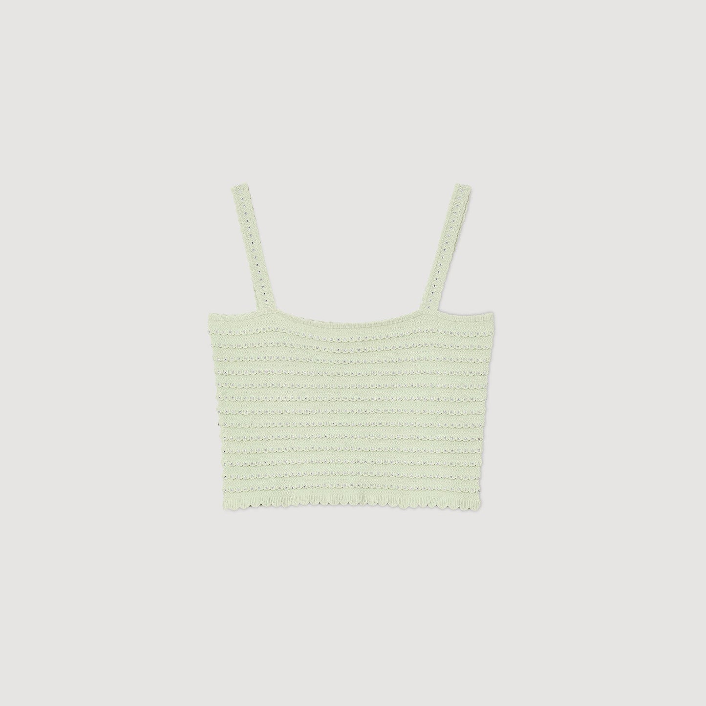 Crop Knit Top Vert Amande