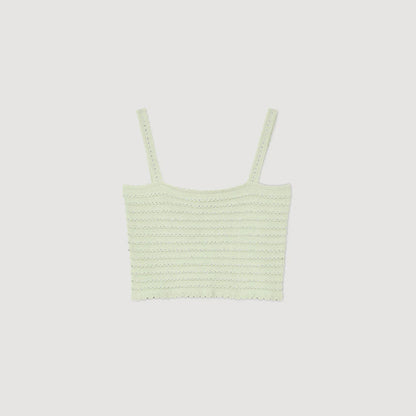 Merveille Crop Knit Top Vert Amande