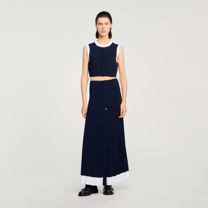 Ocean Two-Tone Cropped Cardigan Navy Blue