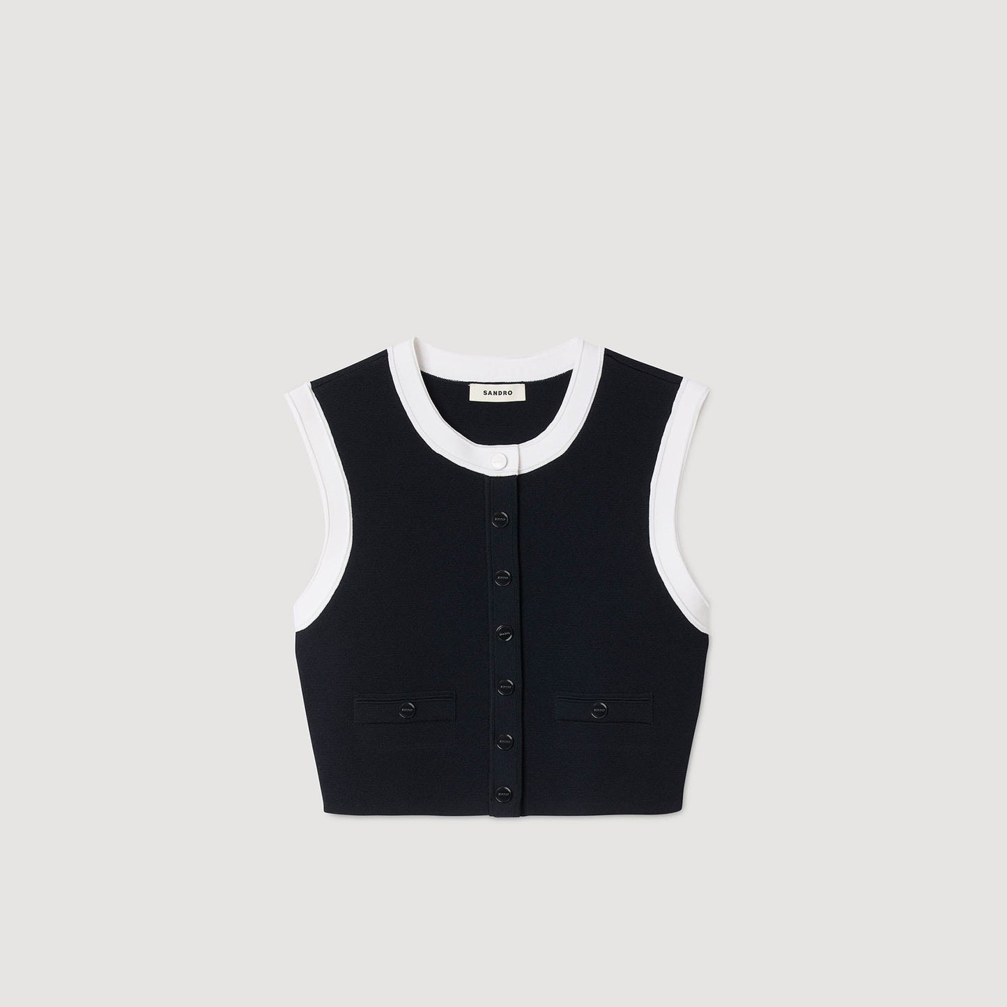 Ocean Two-Tone Cropped Cardigan Navy Blue