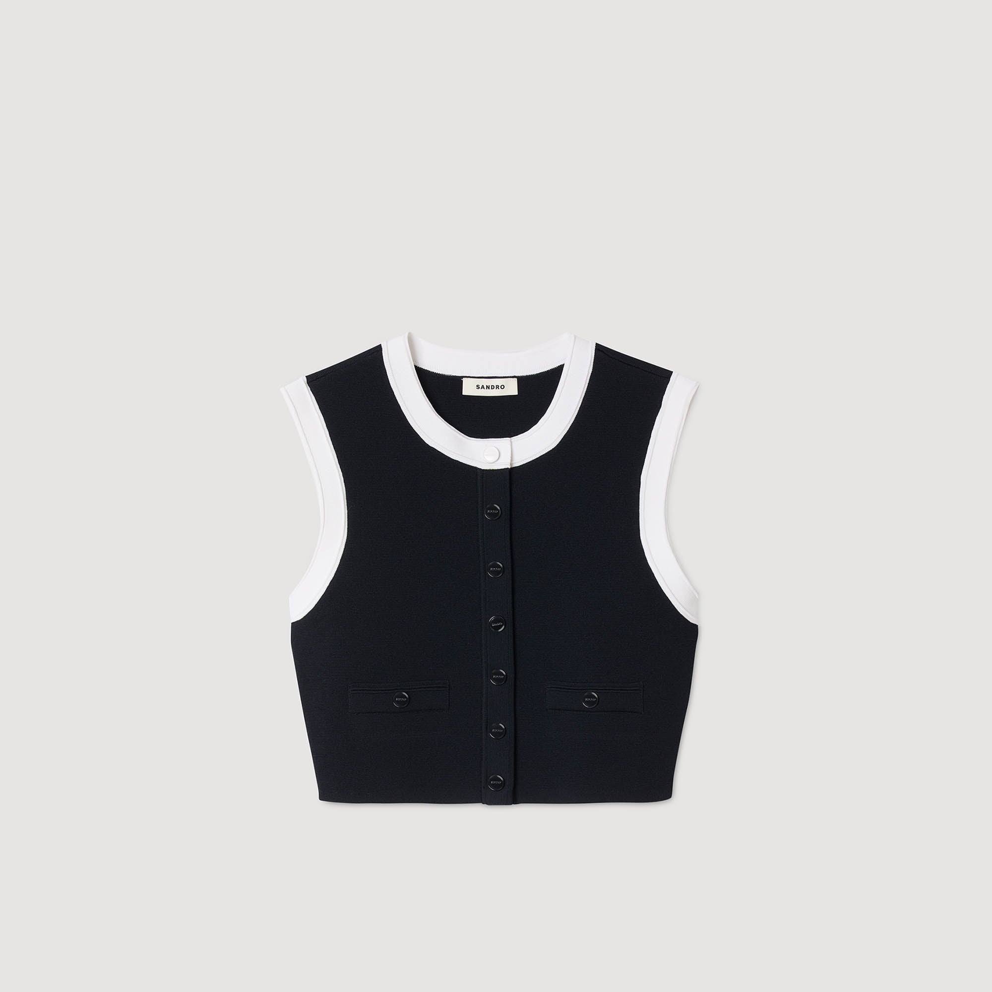 Ocean Two-Tone Cropped Cardigan Navy Blue