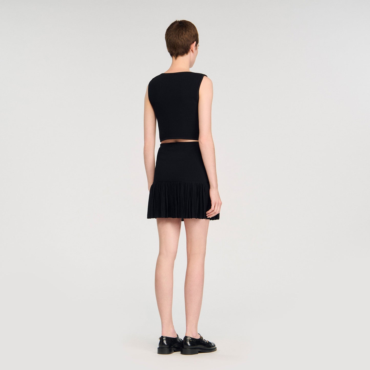 Cropped Knit Sweater Black