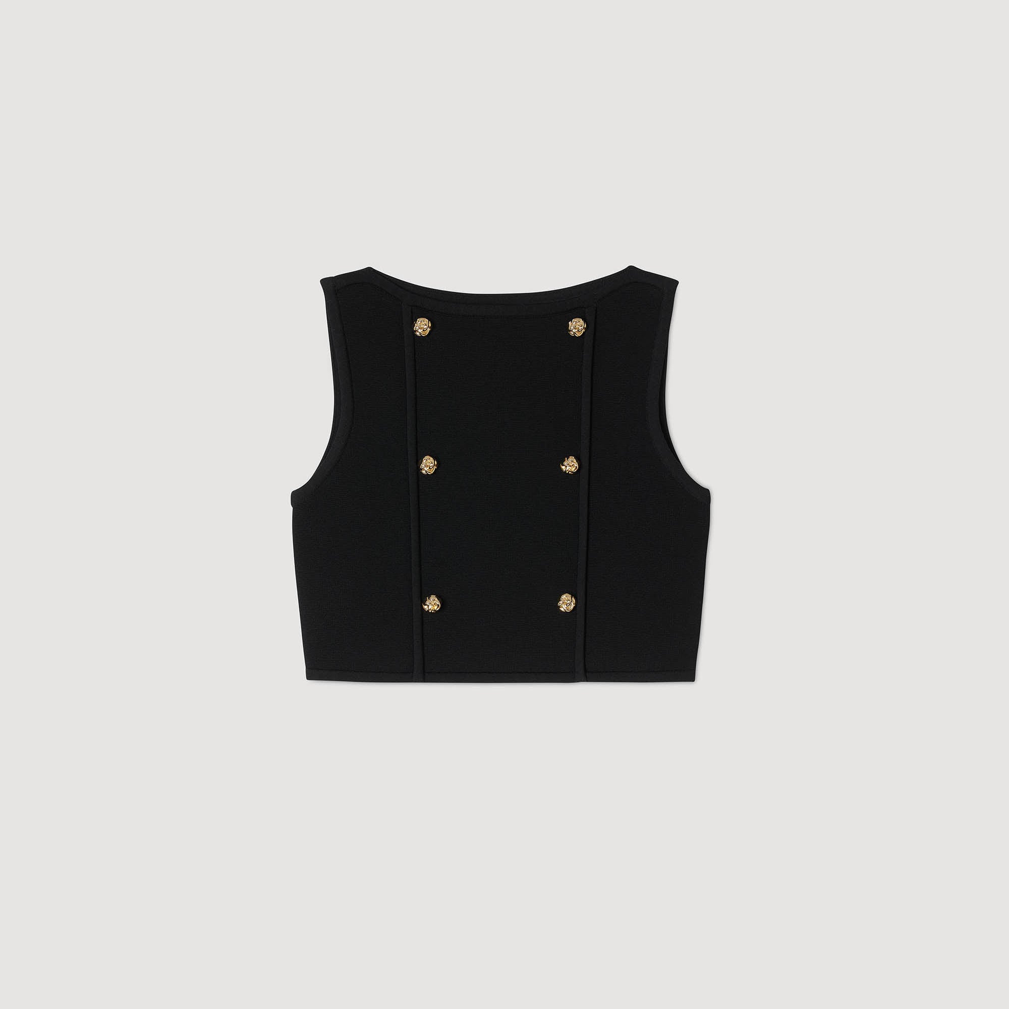 Cropped Knit Sweater Black
