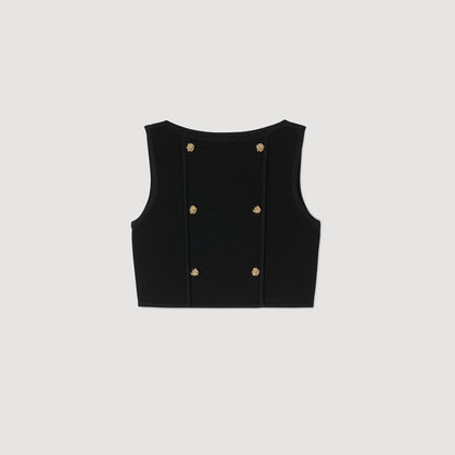 Cropped Knit Sweater Black