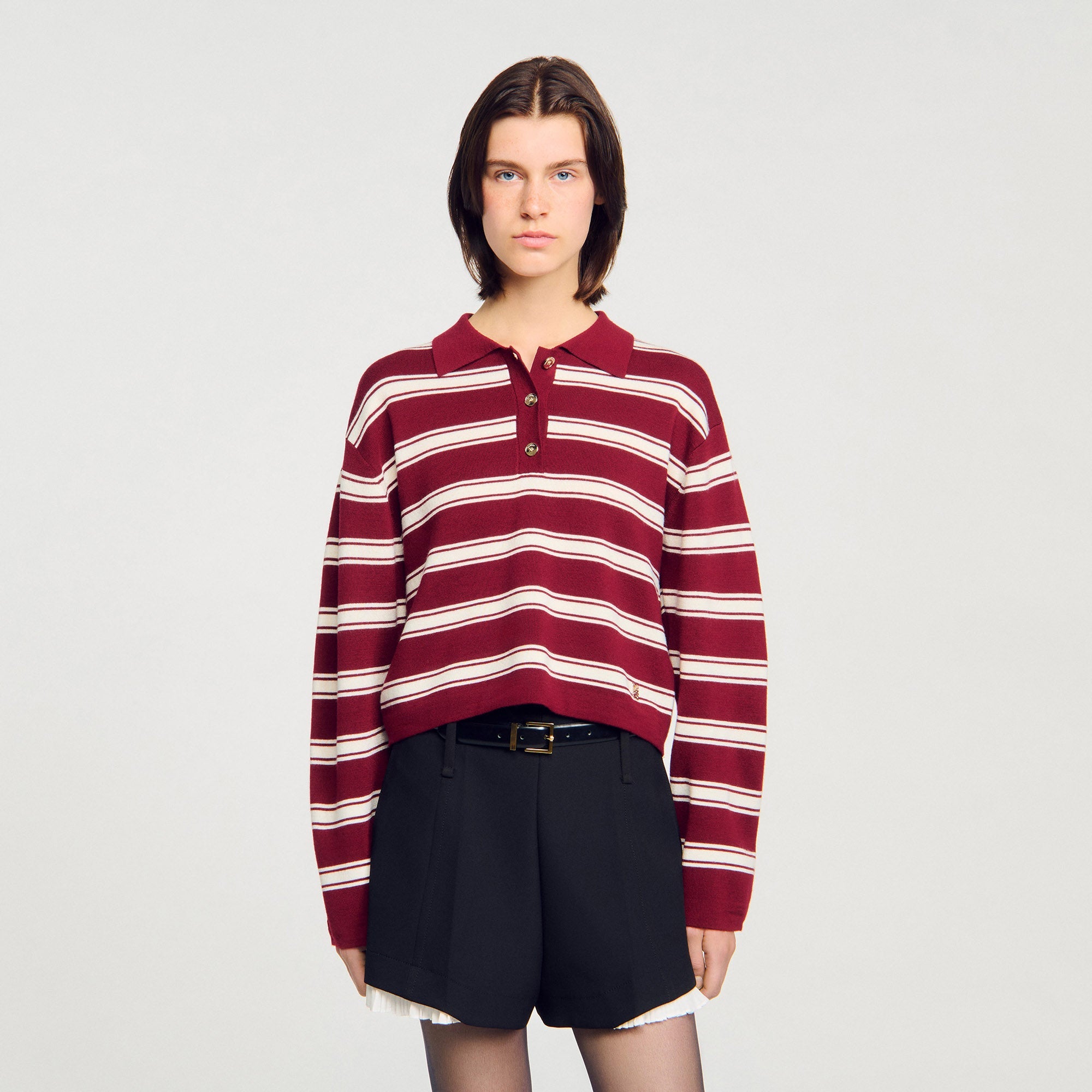 Stanislas Striped Polo Jumper Bordeaux