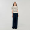 Madie Striped Jumper With Pearl Collar Ecru