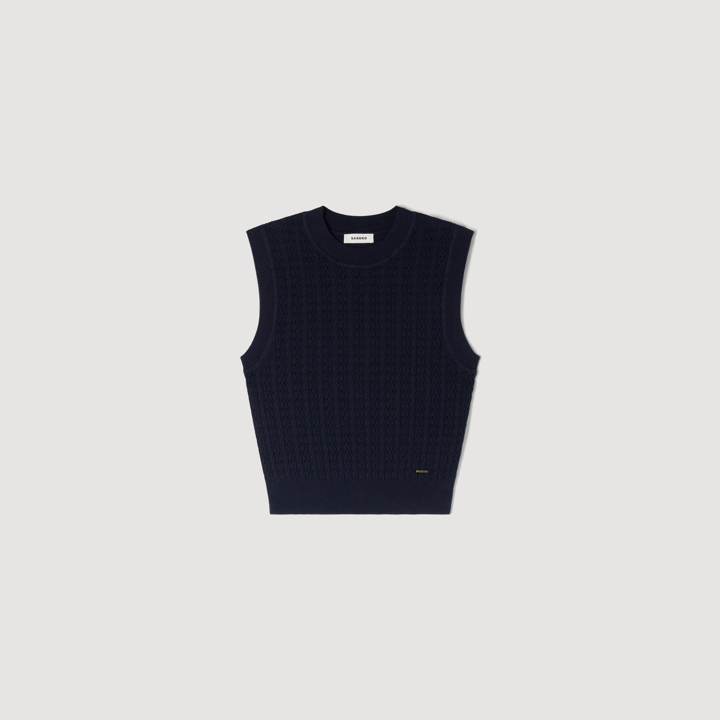 Fidele Textured Cropped Knit Jumper Navy Blue
