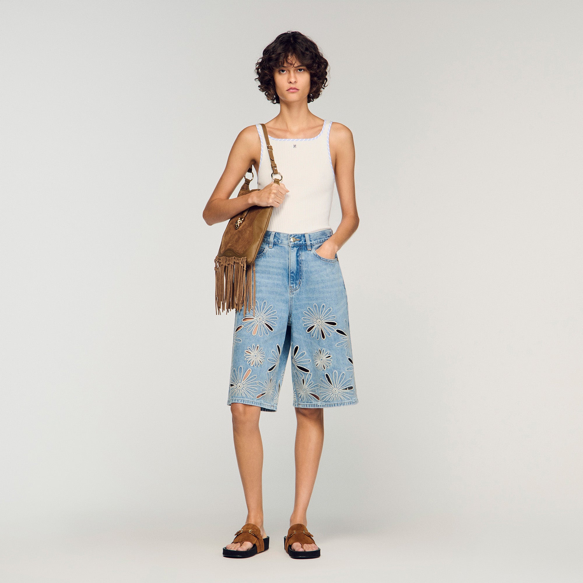 Mimi Ribbed Vest Top Ecru