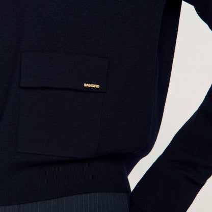 Malroy V-Neck Wool Jumper Navy Blue