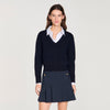 Malroy V-Neck Wool Jumper Navy Blue