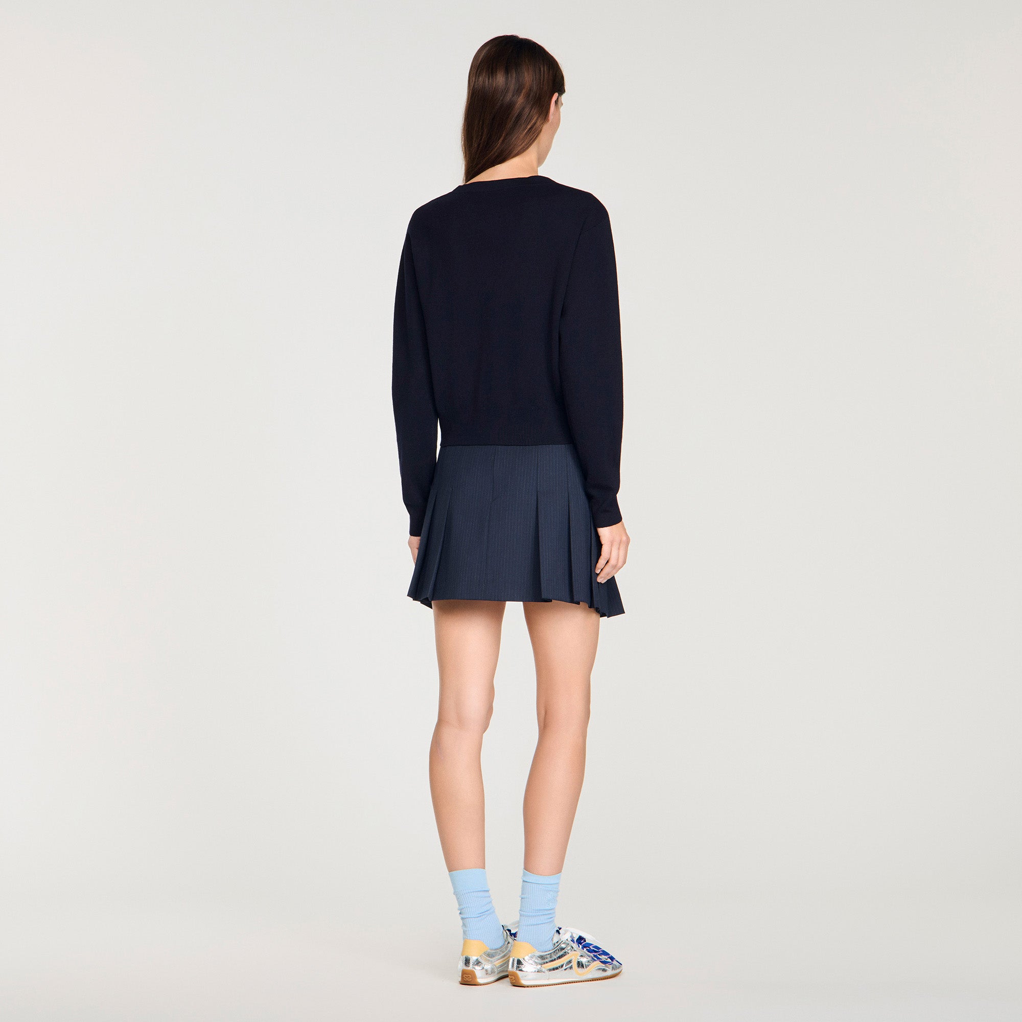 Malroy V-Neck Wool Jumper Navy Blue