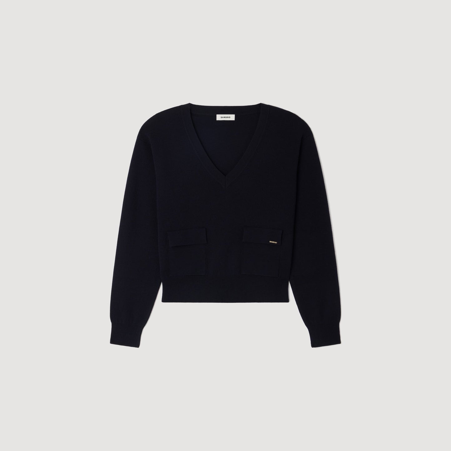 Malroy V-Neck Wool Jumper Navy Blue