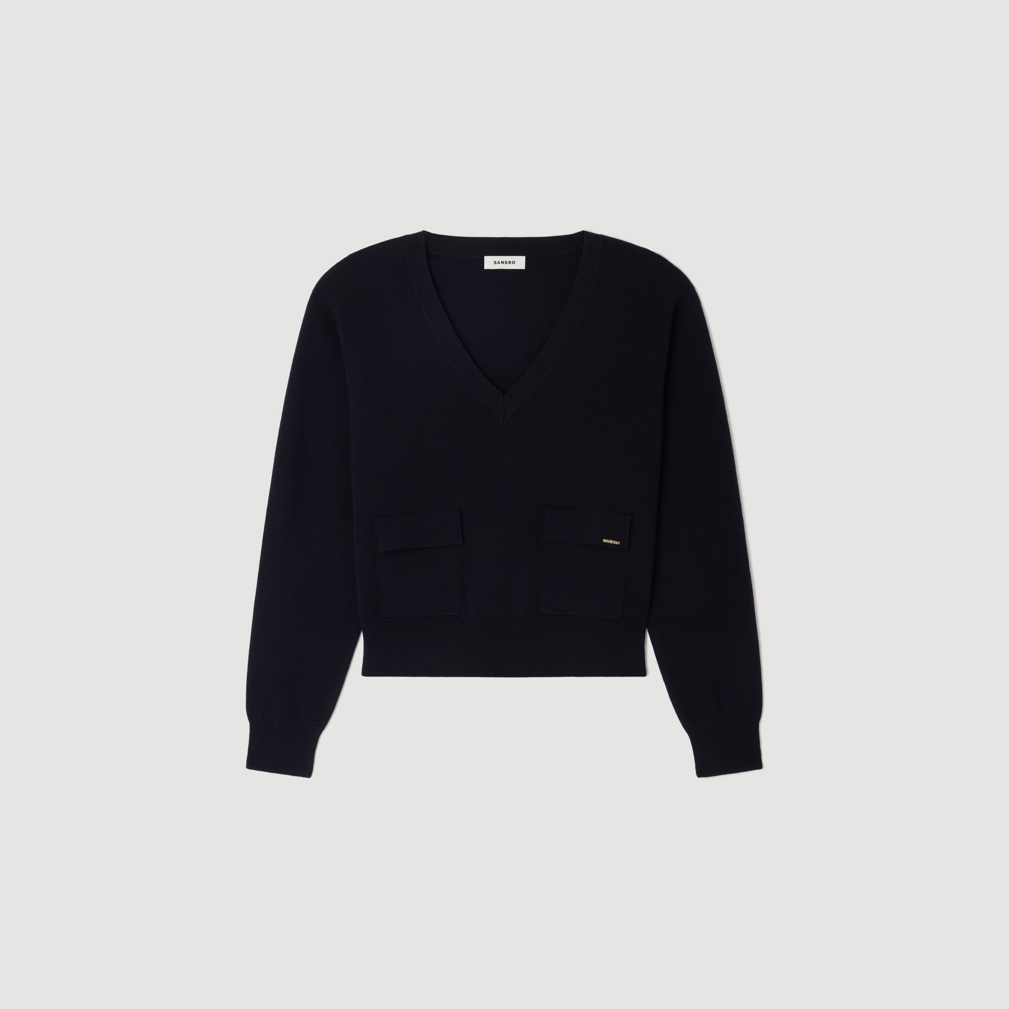Malroy V-Neck Wool Jumper Navy Blue