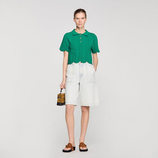 Campea Cropped Decorative Knit Jumper EMEURAUDE GREEN