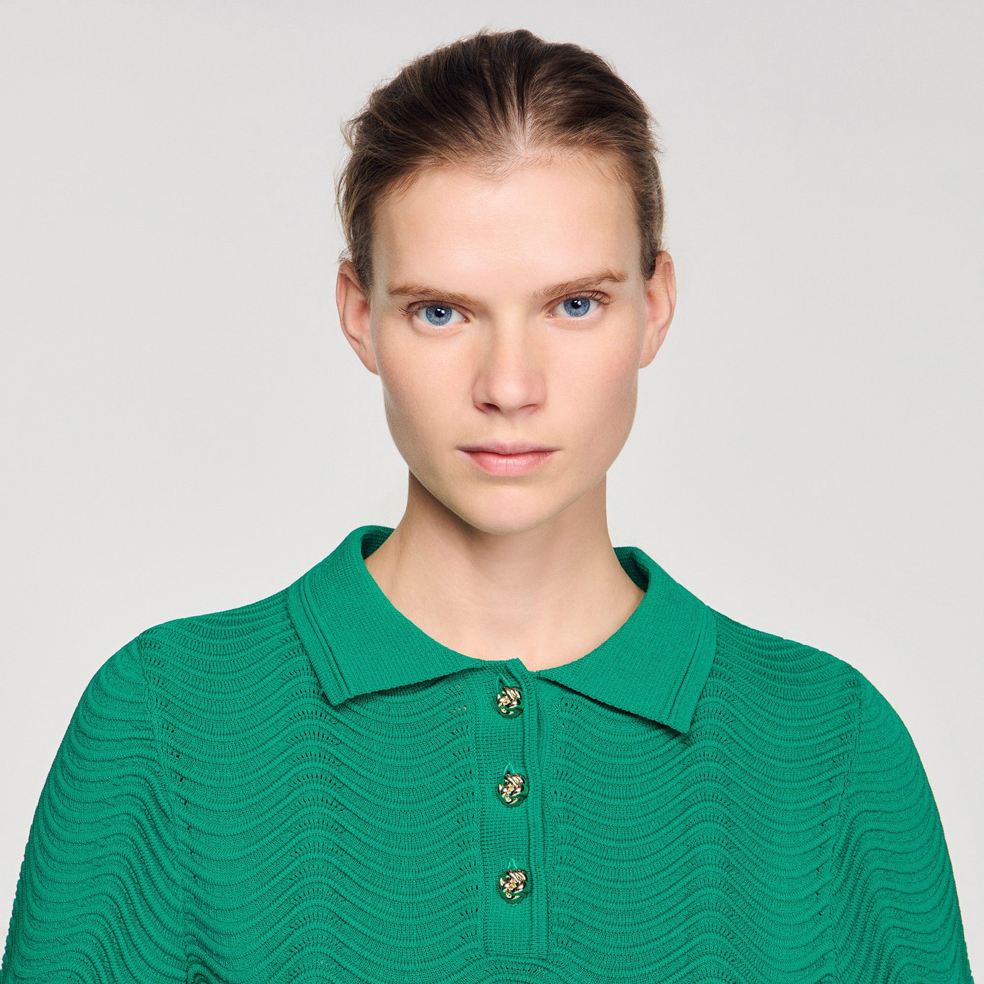 Campea Cropped Decorative Knit Jumper EMEURAUDE GREEN