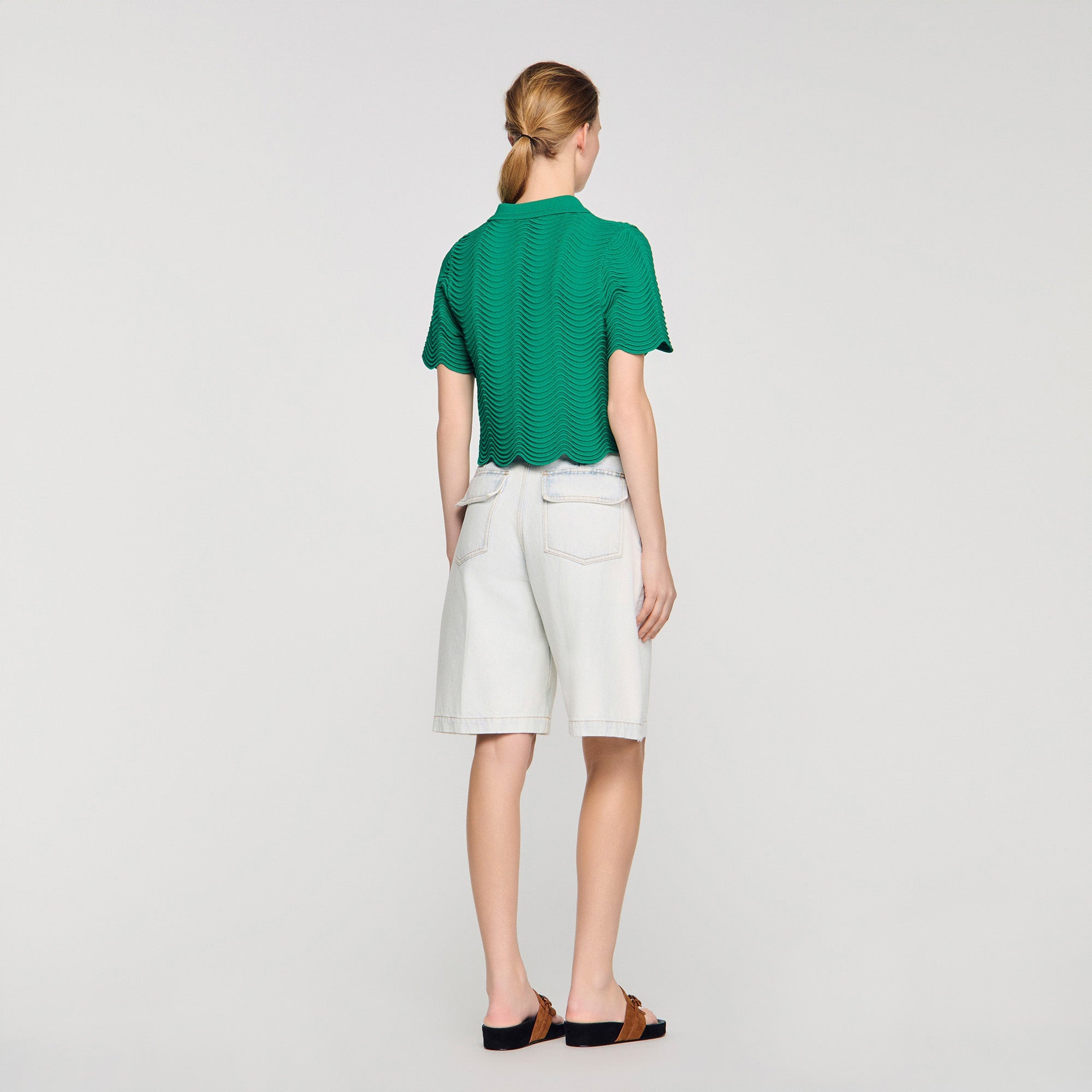 Campea Cropped Decorative Knit Jumper EMEURAUDE GREEN