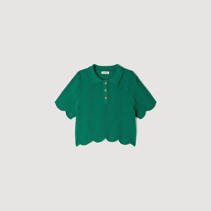 Campea Cropped Decorative Knit Jumper EMEURAUDE GREEN