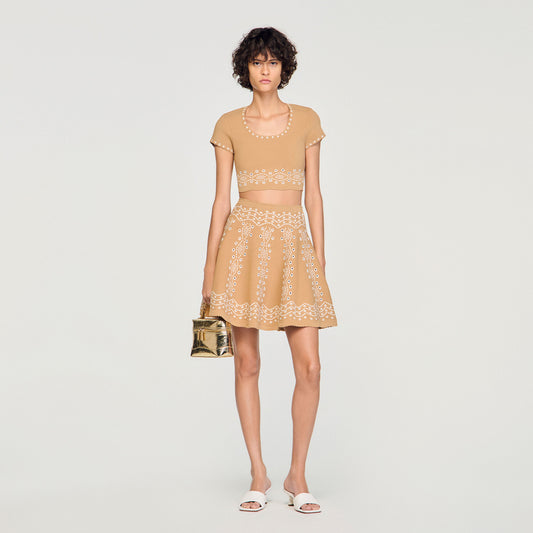 Siena Jumper With Contrast Embroidery Beige