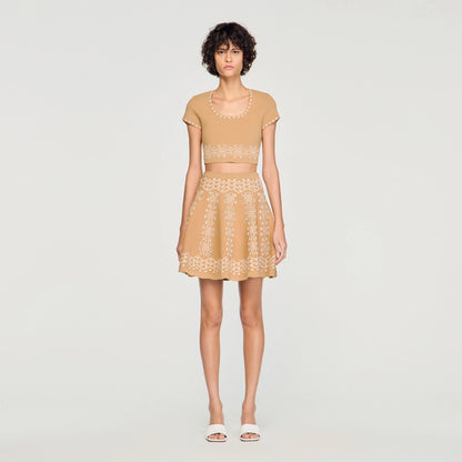 Siena Jumper With Contrast Embroidery Beige