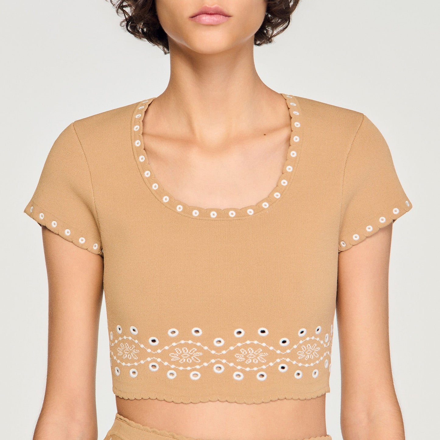 Siena Jumper With Contrast Embroidery Beige