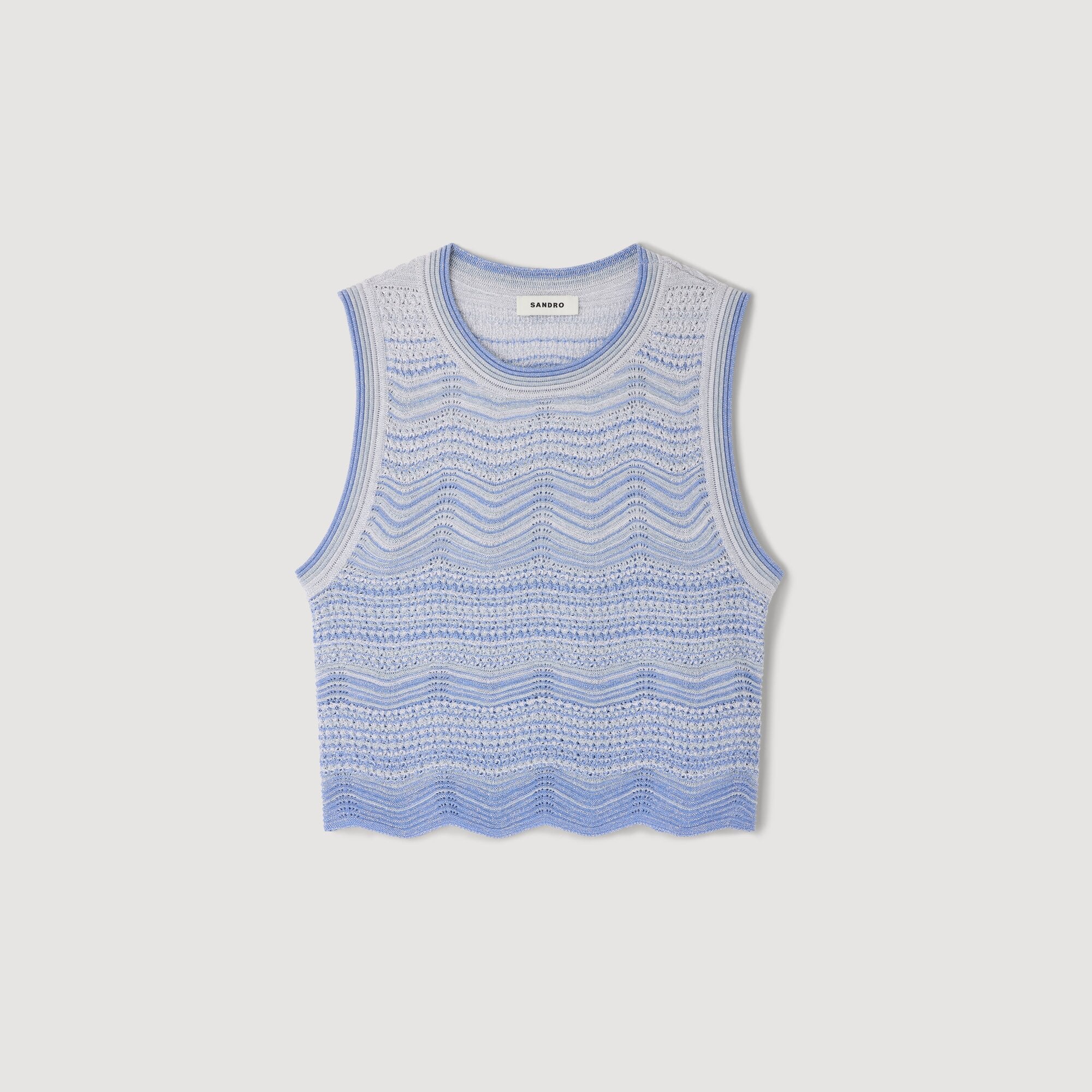 Davi Decorative Knit Crop Top Sky Blue