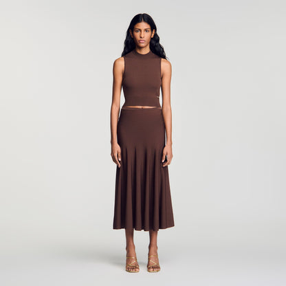 Giovi Cropped sheer effect jumper Brown