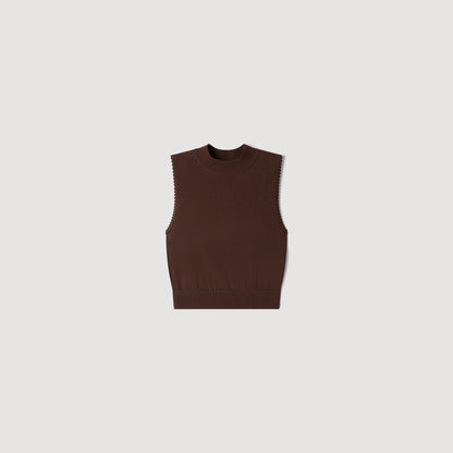 Giovi Cropped sheer effect jumper Brown