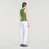 Ona Striped vest top with tassels Green / Ecru