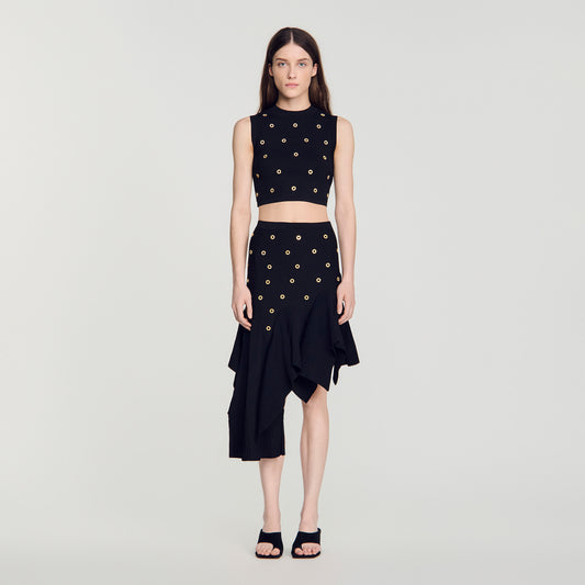 Bel Studded Knit Top Black