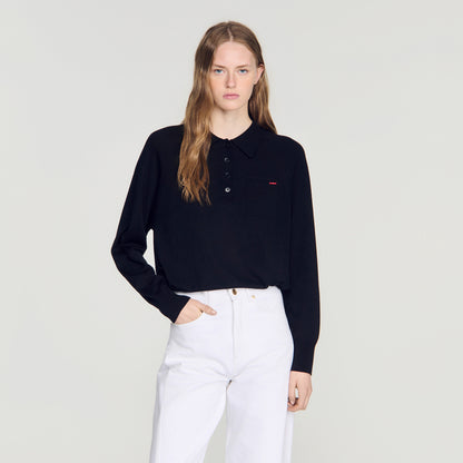 Miki Wool Polo Shirt With Logo Black