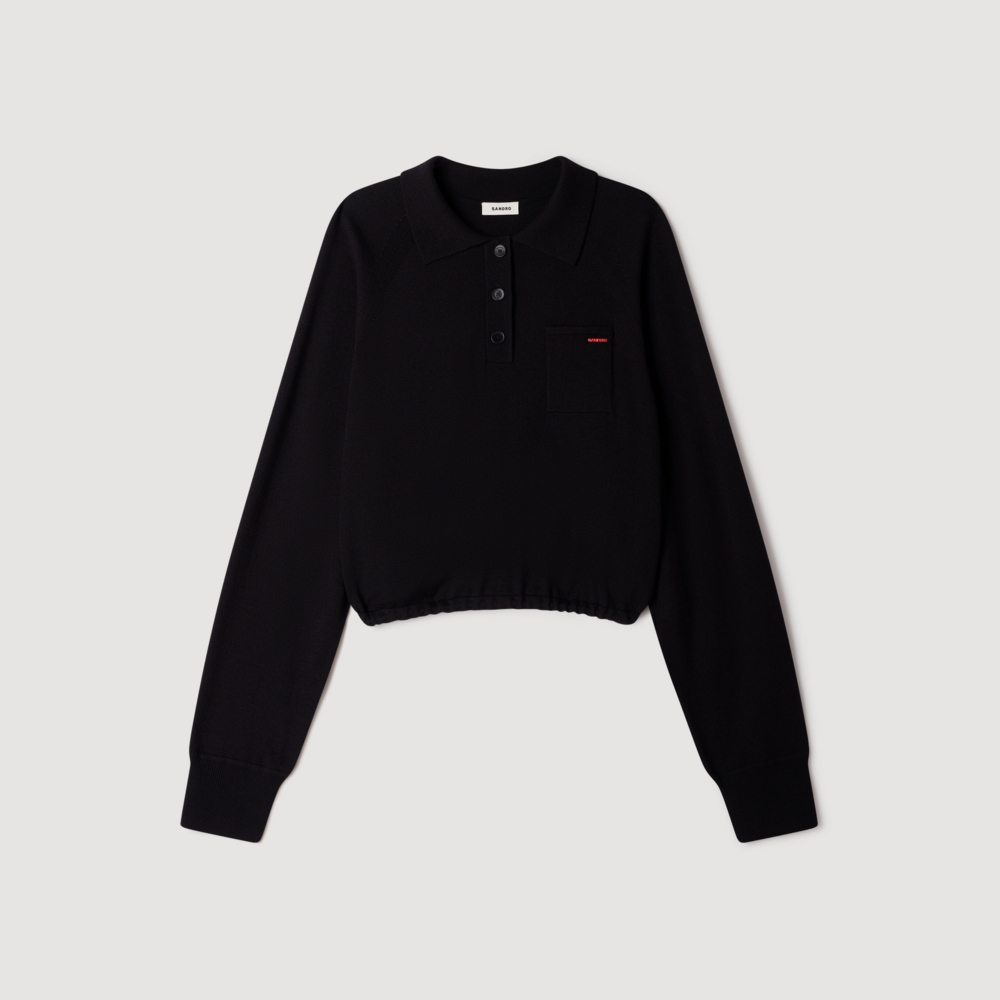 Miki Wool Polo Shirt With Logo Black