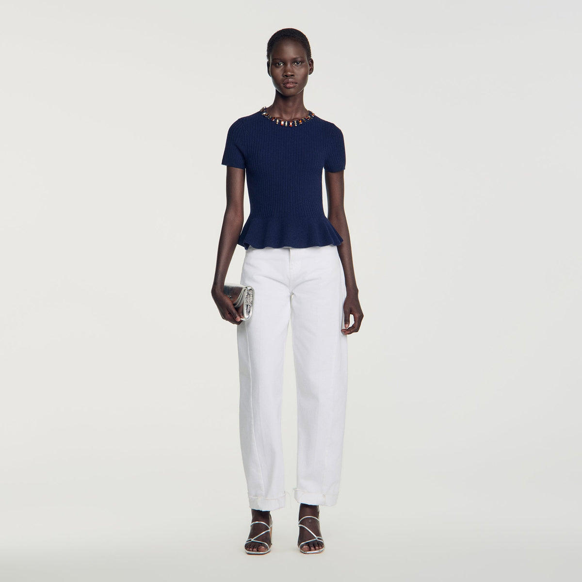 Jesse Ribbed wool and cashmere jumper Navy Blue