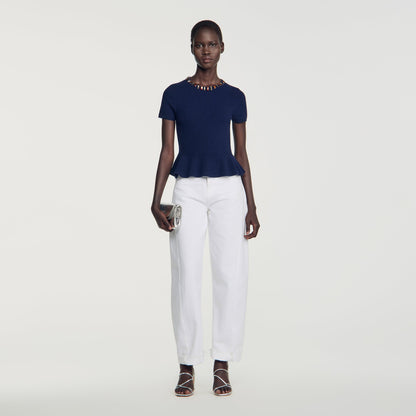 Jesse Ribbed wool and cashmere jumper Navy Blue