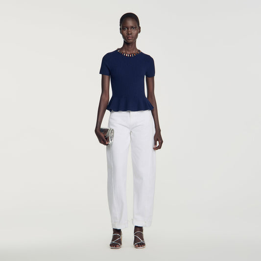 Jesse Ribbed wool and cashmere jumper Navy Blue