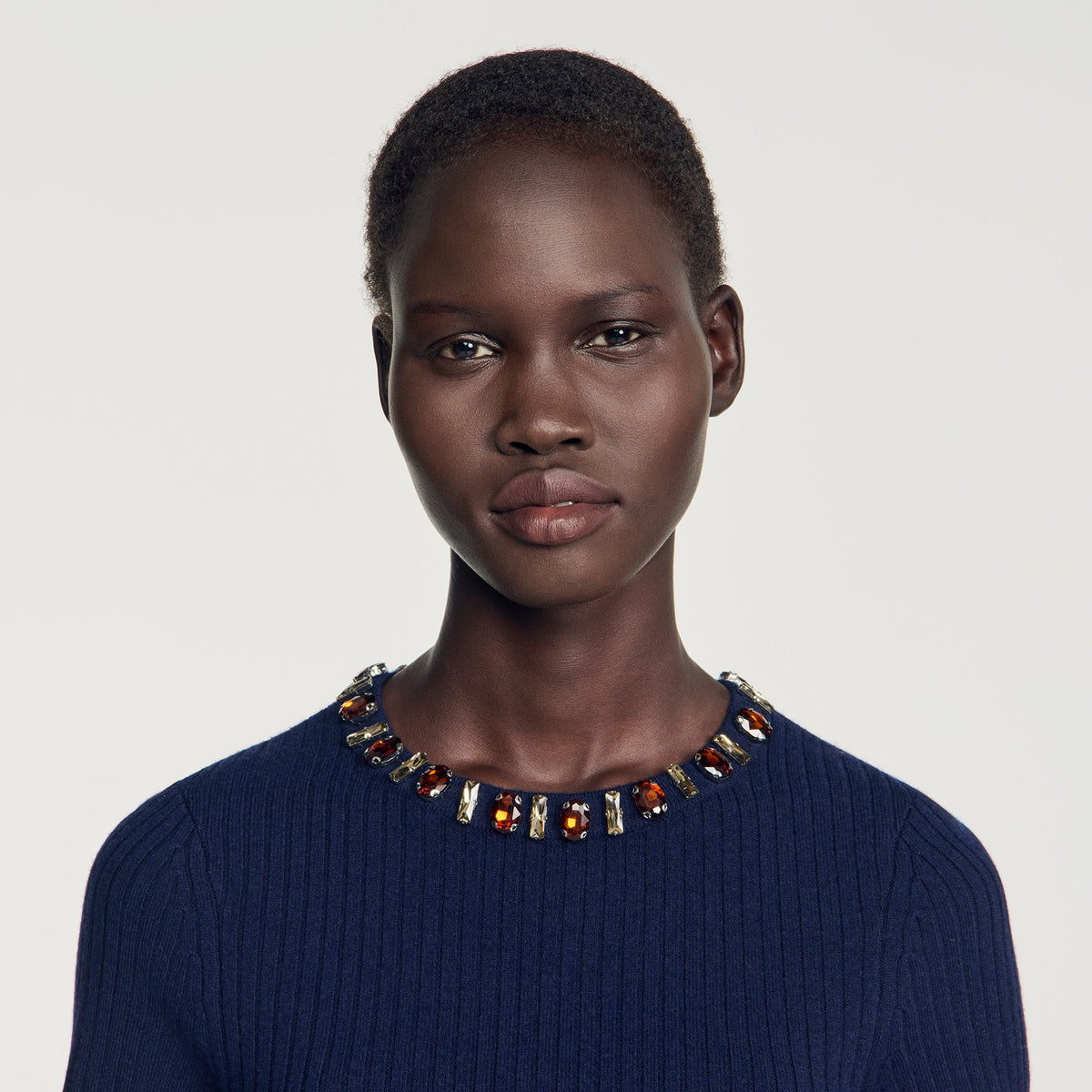 Jesse Ribbed wool and cashmere jumper Navy Blue