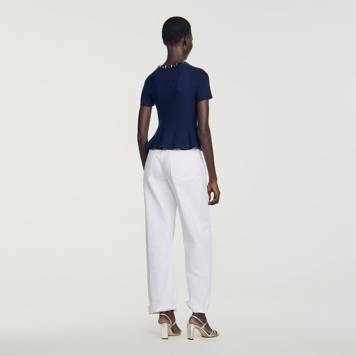 Jesse Ribbed wool and cashmere jumper Navy Blue
