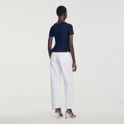 Jesse Ribbed wool and cashmere jumper Navy Blue