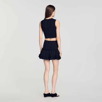 Noe Cropped ribbed knit top Black